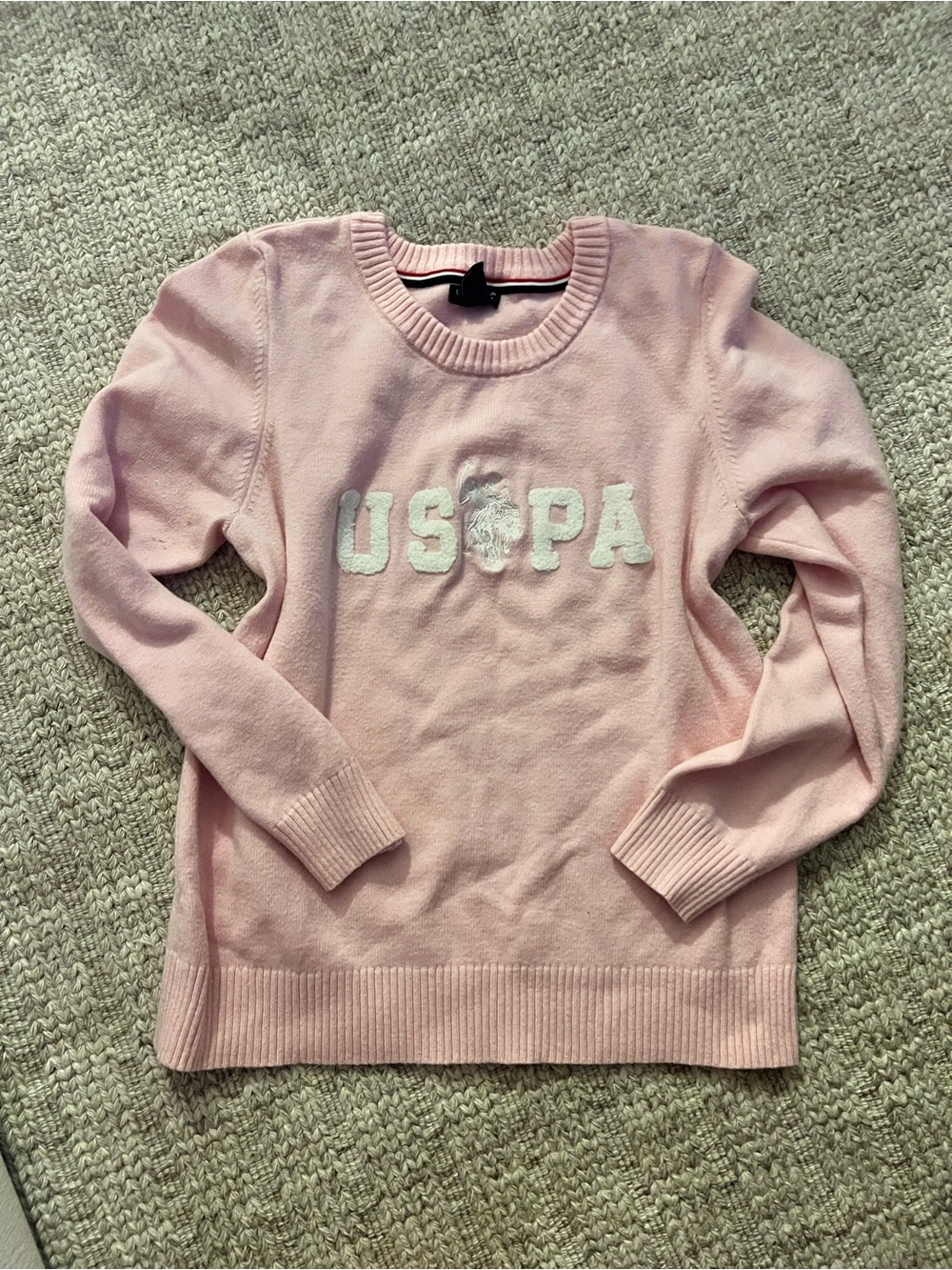 U.S. Polo Assn. Light Pink Crewneck Sweater with Embroidered Logo